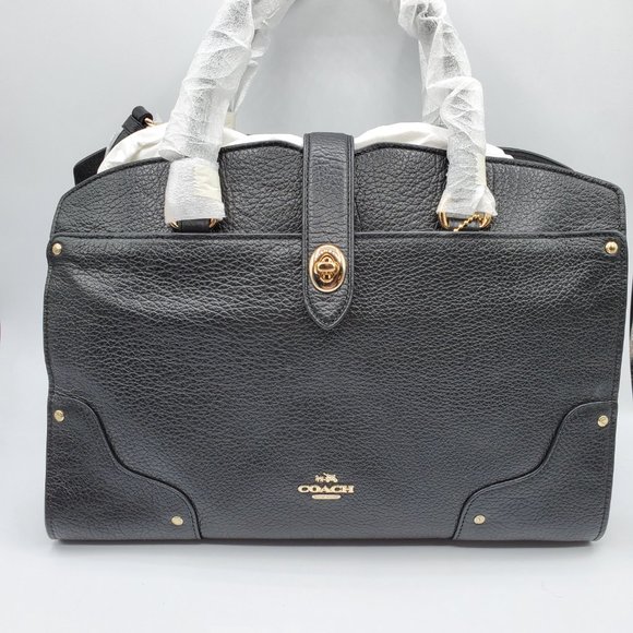 COACH MERCER SATCHEL BLACK GRAIN LEATHER LADIES - Picture 3 of 5